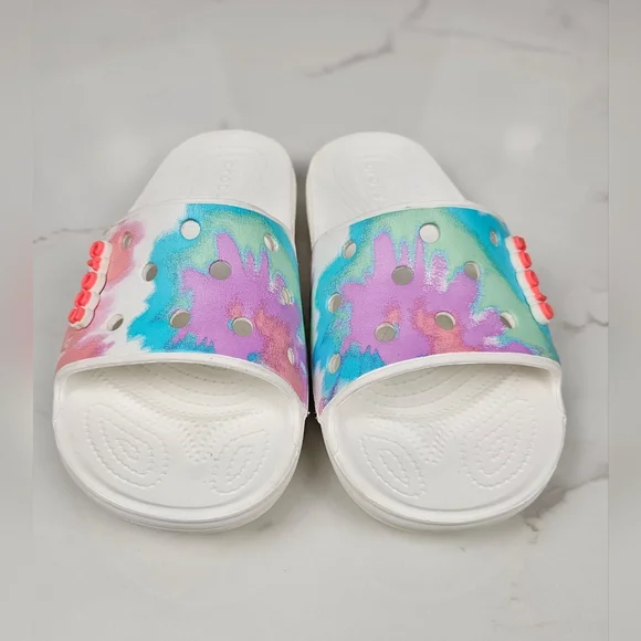 Crocs Classic Tie Dye Graphic Slide Sandal Womens 7 Mens 5 - Picture 5 of 9